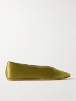 Regency grosgrain-trimmed satin ballet flats