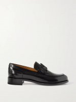 Morgana crystal-embellished leather loafers