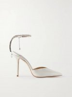 Saeda 100 crystal-embellished satin pumps