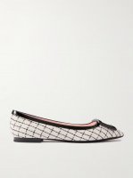 Gommettine patent-leather trimmed tweed point-toe ballet flats