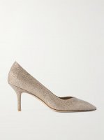 Eva glittered satin point-toe pumps