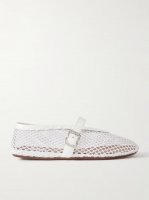 Patent leather-trimmed mesh ballet flats