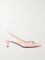 Erin horsebit-detailed leather slingback pumps