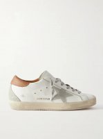 Super-Star suede-trimmed distressed leather sneakers