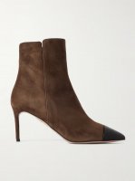 Milanese leather-trimmed suede ankle boots