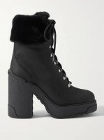 Claudia faux fur-trimmed nubuck ankle boot