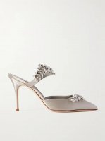 Lurum 90 crystal-embellished satin mules