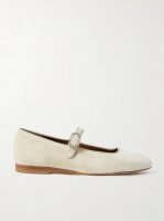 Grosgrain-trimmed velvet Mary Jane ballet flats