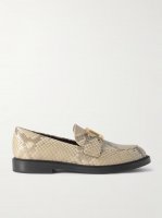 Marcie buckled snake-effect leather loafers