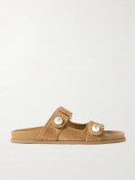 Fayence faux pearl-embellished suede slides