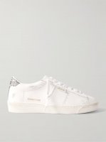 Matchstar distressed glittered leather sneakers