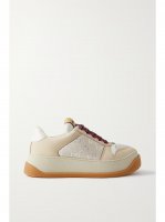 Screener rubber, leather and metallic canvas-jacquard sneakers