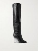 100 leather over-the-knee wedge boots