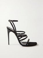 Jerry logo-embellished leather-trimmed satin sandals