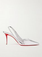 Posticha 80 metallic leather and PVC slingback pumps