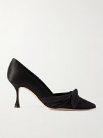 Terka 70 bow-embellished poplin-trimmed satin pumps