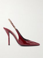 Signoria embellished patent-leather slingback pumps