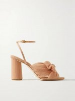 Camellia bow-embellished plissé-organza sandals