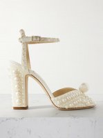 Sacaria 100 faux pearl-embellished satin sandals