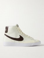 Blazer Mid '77 Vintage suede and leather-trimmed crinkled-nubuck high-top sneakers