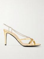 Heloise crystal-embellished metallic leather sandals