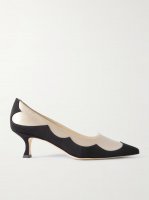 Fabraka 50 crepe-trimmed satin point-toe pumps