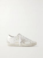 Super-Star embellished distressed suede-trimmed leather sneakers