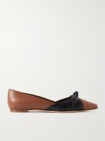 Terkaflat bow-embellished two-tone leather point-toe flats