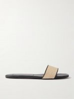 Hades leather-trimmed raffia slides