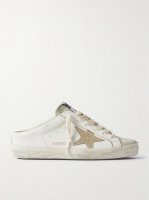 Super-Star Sabot distressed suede-trimmed leather slip-on sneakers