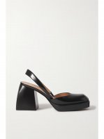 Bulla Jones glossed-leather slingback platform pumps