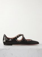 Embellished studded leather ballet flats