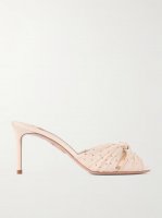 Slow Kisses 75 crystal-embellished knotted chiffon mules