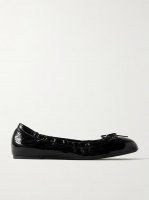 VLOGO embellished crinkled patent-leather ballet flats