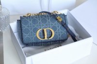 CHRISTIAN DIOR Denim Cannage Small Caro Bag