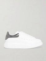 Metallic-trimmed leather exaggerated-sole sneakers