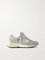 Dad-Star distressed leather-trimmed mesh and suede sneakers