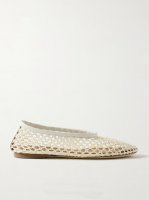 Alba leather-trimmed crocheted ballet flats