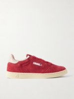 Flat Low leather-trimmed suede sneakers