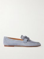 Leather-trimmed suede loafers