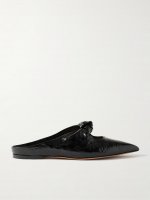 Rowan knotted crinkled-leather mules