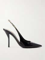 Signoria embellished patent-leather slingback pumps