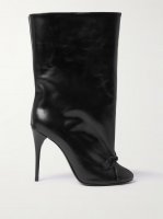 Tie-detailed leather ankle boots