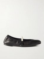 Goldie faux pearl-embellished leather ballet flats