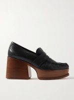 Augusta textured-leather platform loafers