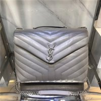 YSL Medium LOULOU Chain Bag Grey “Y” Matelasse Leather