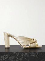 Avenue 85 knotted metallic leather mules