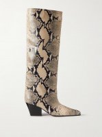 Jane snake-effect leather knee boots