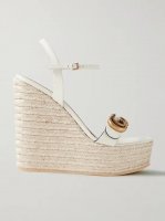 Aitana logo-embellished leather wedge espadrille sandals