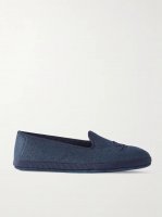 Venice embroidered herringbone cashmere slippers